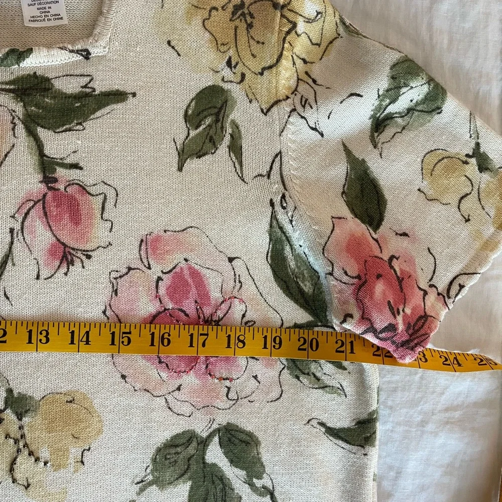 Alfred Dunner Floral Top with scalloped neckline and embellishments - Picture 3 of 6